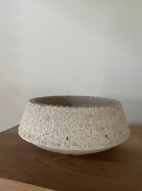 Travertine Bowl with Grooves