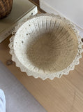 Circular Travertine Fluted Bowl with Grooves